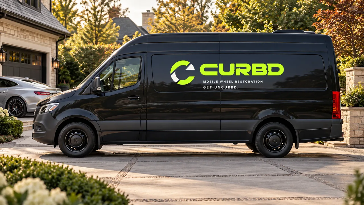 Illustrative mobile service vehicle with supplied CURBD branding